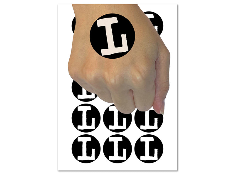 Letter L Uppercase Cute Typewriter Font Temporary Tattoo Water Resistant Fake Body Art Set Collection (1 Sheet)