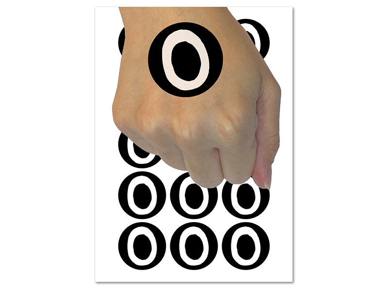 Letter O Uppercase Cute Typewriter Font Temporary Tattoo Water Resistant Fake Body Art Set Collection (1 Sheet)