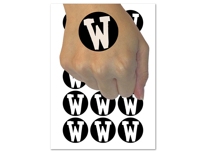 Letter W Uppercase Cute Typewriter Font Temporary Tattoo Water Resistant Fake Body Art Set Collection (1 Sheet)