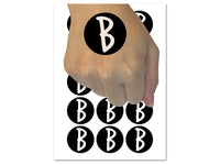 Letter B Uppercase Felt Marker Font Temporary Tattoo Water Resistant Fake Body Art Set Collection (1 Sheet)