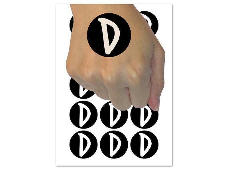 Letter D Uppercase Felt Marker Font Temporary Tattoo Water Resistant Fake Body Art Set Collection (1 Sheet)