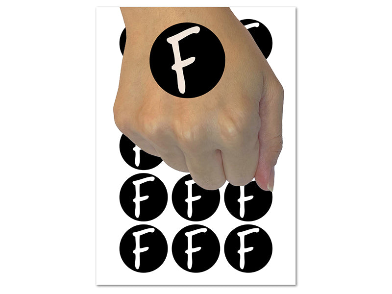 Letter F Uppercase Felt Marker Font Temporary Tattoo Water Resistant Fake Body Art Set Collection (1 Sheet)