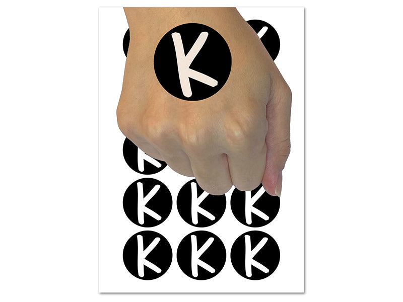 Letter K Uppercase Felt Marker Font Temporary Tattoo Water Resistant Fake Body Art Set Collection (1 Sheet)