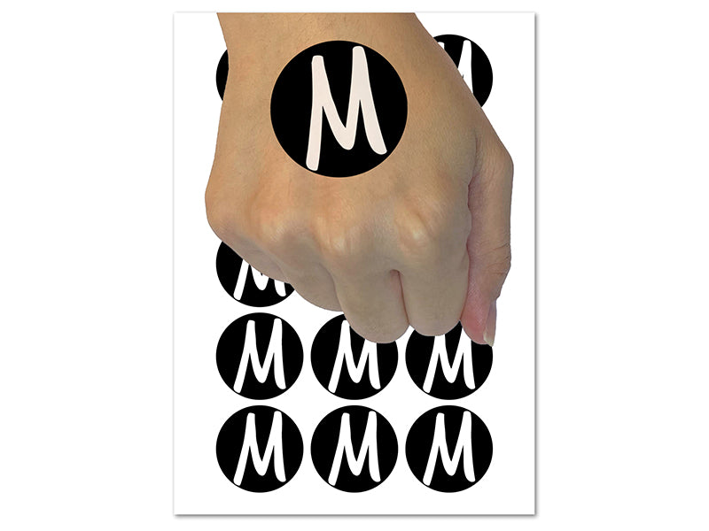 Letter M Uppercase Felt Marker Font Temporary Tattoo Water Resistant Fake Body Art Set Collection (1 Sheet)