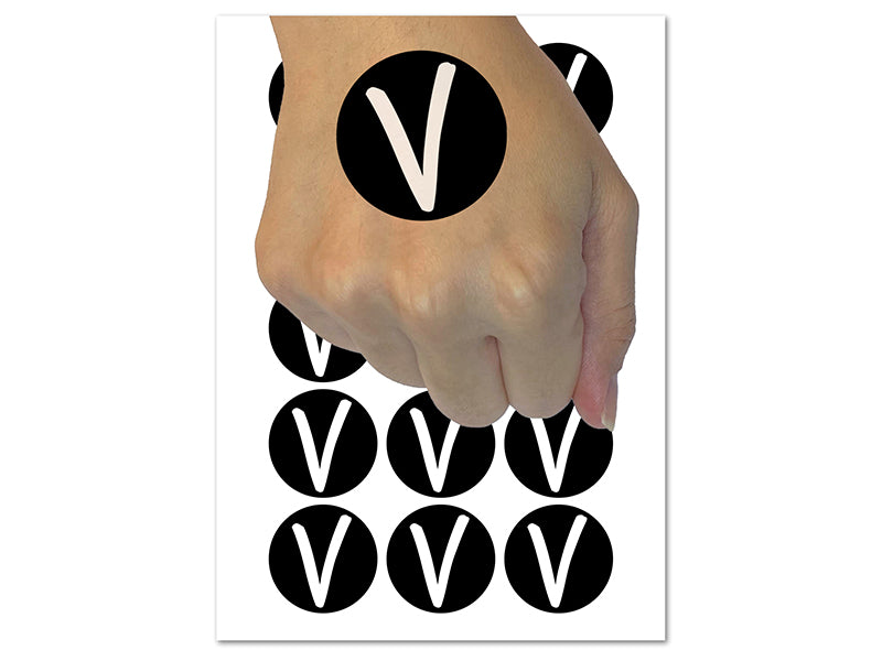 Letter V Uppercase Felt Marker Font Temporary Tattoo Water Resistant Fake Body Art Set Collection (1 Sheet)