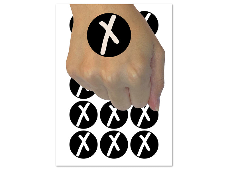 Letter X Uppercase Felt Marker Font Temporary Tattoo Water Resistant Fake Body Art Set Collection (1 Sheet)