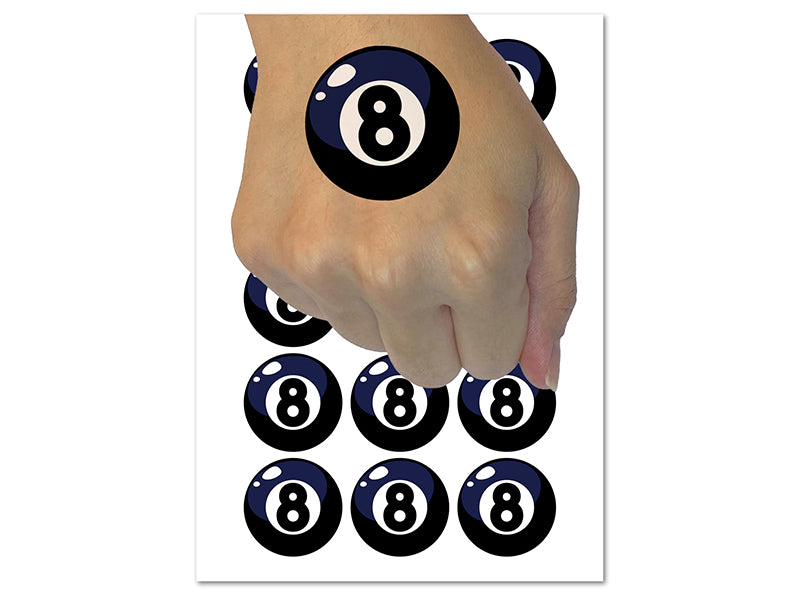 8 Eight Ball Billiards Pool Temporary Tattoo Water Resistant Fake Body Art Set Collection (1 Sheet)