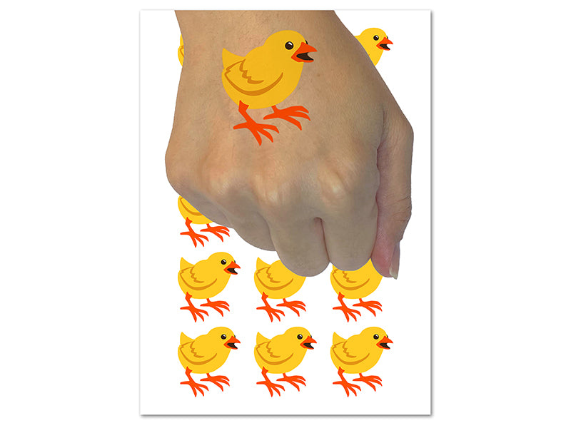 Baby Chick Chicken Standing Solid Temporary Tattoo Water Resistant Fake Body Art Set Collection (1 Sheet)