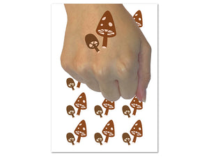 Charming Toadstool Mushroom Pair Temporary Tattoo Water Resistant Fake Body Art Set Collection (1 Sheet)