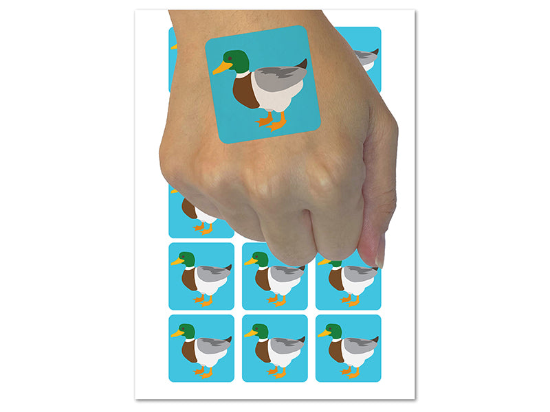 Duck Standing Mallard Solid Temporary Tattoo Water Resistant Fake Body Art Set Collection (1 Sheet)