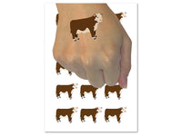 Hereford Cow Solid Temporary Tattoo Water Resistant Fake Body Art Set Collection (1 Sheet)