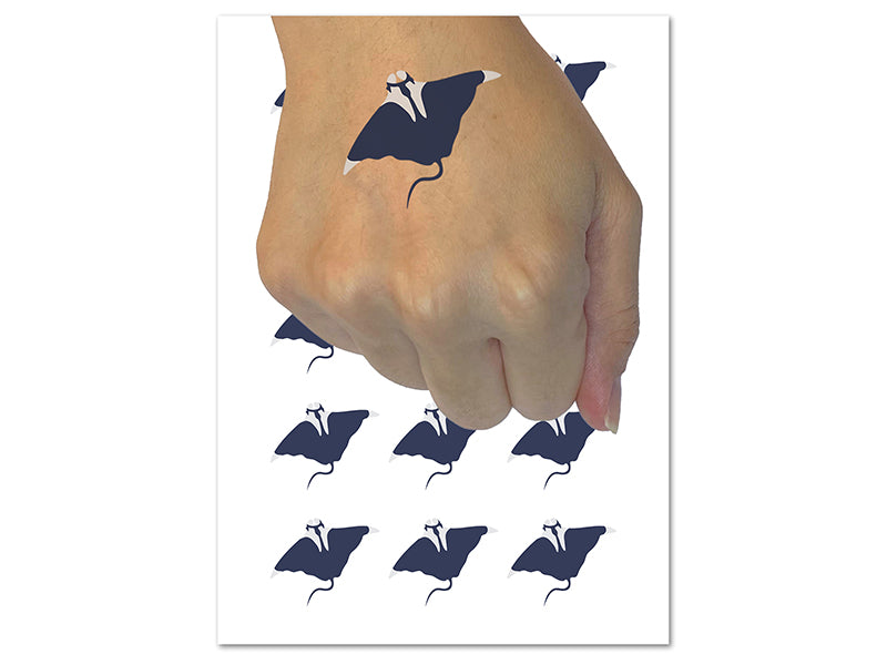 Manta Ray Solid Temporary Tattoo Water Resistant Fake Body Art Set Collection (1 Sheet)
