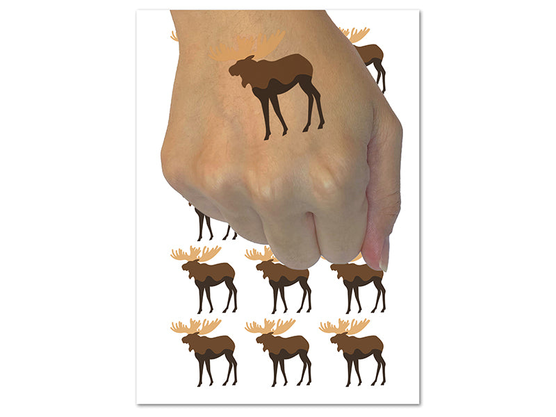 Moose Solid Temporary Tattoo Water Resistant Fake Body Art Set Collection (1 Sheet)