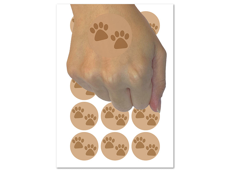 Paw Prints Pair Dog Cat Temporary Tattoo Water Resistant Fake Body Art Set Collection (1 Sheet)