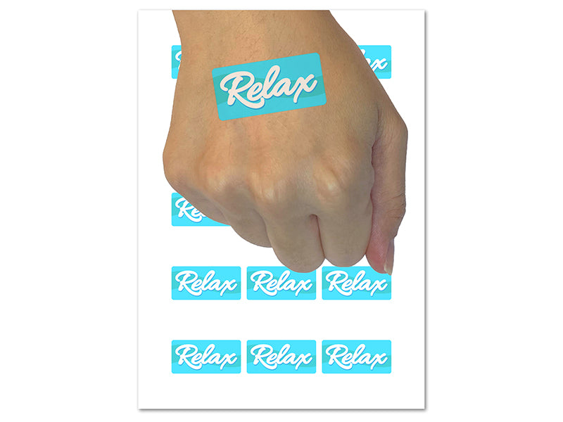 Relax Fun Text Temporary Tattoo Water Resistant Fake Body Art Set Collection (1 Sheet)