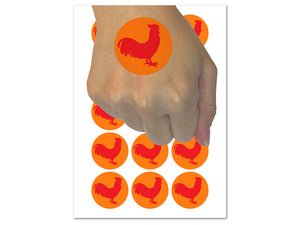 Rooster Chicken Standing Solid Temporary Tattoo Water Resistant Fake Body Art Set Collection (1 Sheet)