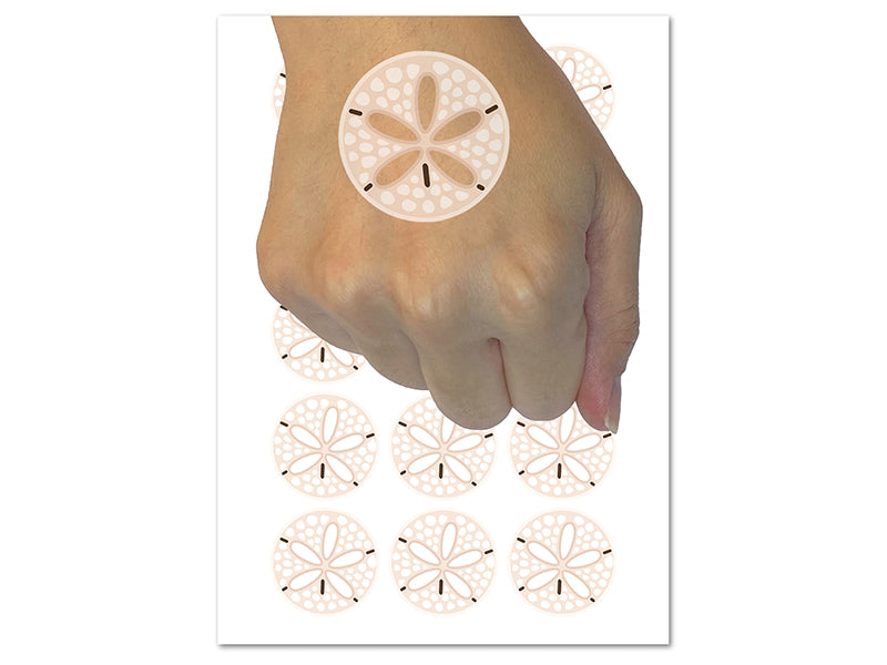 Sand Dollar Sea Urchin Ocean Beach Outline Temporary Tattoo Water Resistant Fake Body Art Set Collection (1 Sheet)