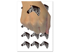 Zebra Head Profile Sketch Temporary Tattoo Water Resistant Fake Body Art Set Collection (1 Sheet)