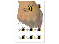 Buzzy Bumble Bee with Heart Temporary Tattoo Water Resistant Fake Body Art Set Collection (1 Sheet)