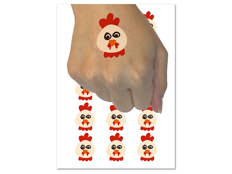 Chicken Rooster Face Doodle Temporary Tattoo Water Resistant Fake Body Art Set Collection (1 Sheet)
