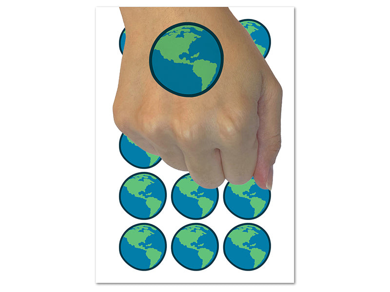 Earth Globe Travel Doodle Temporary Tattoo Water Resistant Fake Body Art Set Collection (1 Sheet)