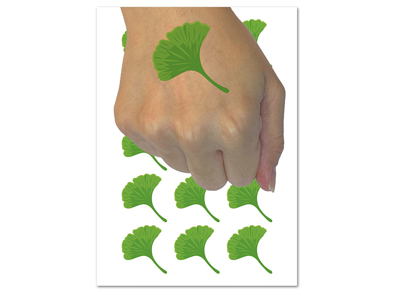 Ginkgo Leaf Solid Temporary Tattoo Water Resistant Fake Body Art Set Collection (1 Sheet)