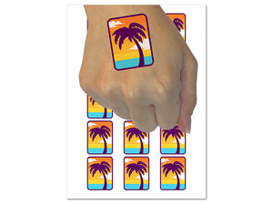 Palm Tree Tropical Solid Temporary Tattoo Water Resistant Fake Body Art Set Collection (1 Sheet)