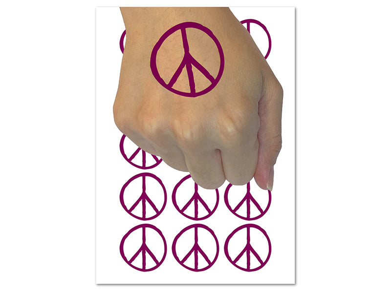 Peace Sign Sketch Temporary Tattoo Water Resistant Fake Body Art Set Collection (1 Sheet)