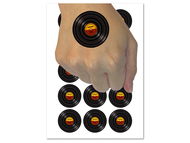 Record Vinyl Music Temporary Tattoo Water Resistant Fake Body Art Set Collection (1 Sheet)