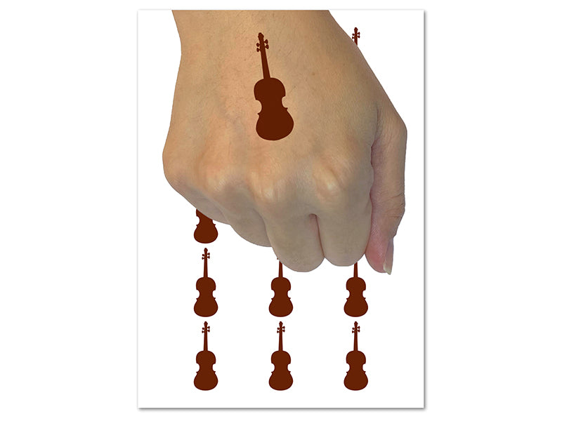 Violin Music Instrument Silhouette Temporary Tattoo Water Resistant Fake Body Art Set Collection (1 Sheet)