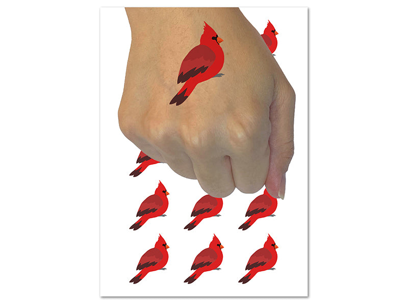 Cardinal Bird Solid Temporary Tattoo Water Resistant Fake Body Art Set Collection (1 Sheet)