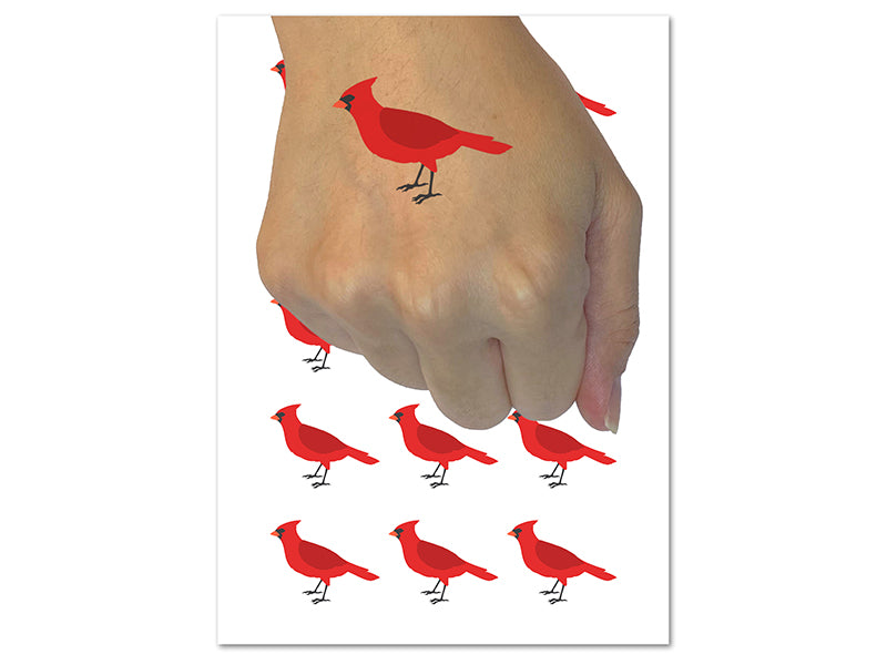 Cardinal Bird Standing Solid Temporary Tattoo Water Resistant Fake Body Art Set Collection (1 Sheet)