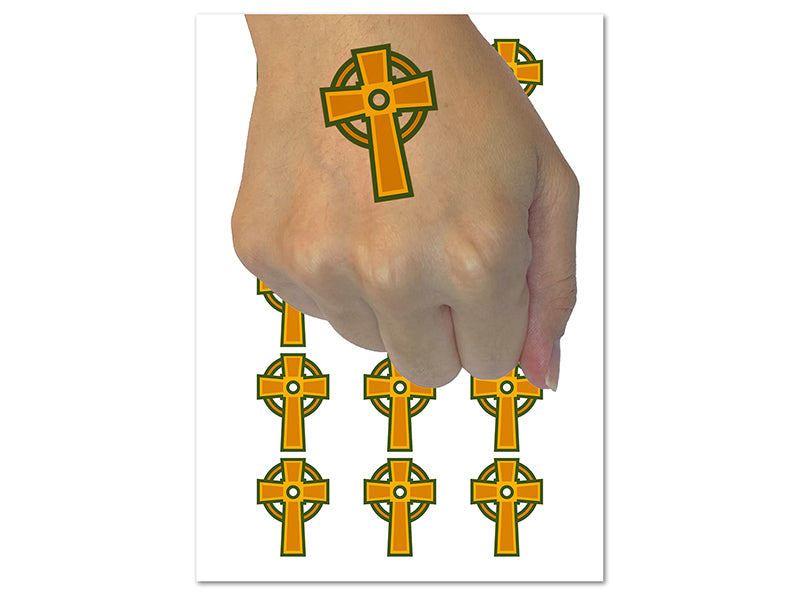 Celtic Cross Simple Outline Temporary Tattoo Water Resistant Fake Body Art Set Collection (1 Sheet)
