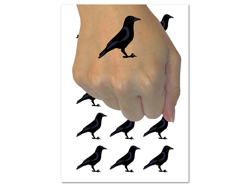 Crow Solid Temporary Tattoo Water Resistant Fake Body Art Set Collection (1 Sheet)