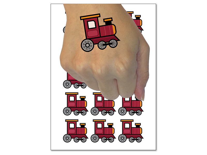 Cute Train Temporary Tattoo Water Resistant Fake Body Art Set Collection (1 Sheet)