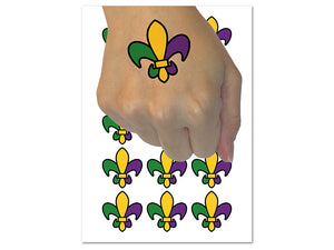 Fleur De Lis French Mardi Gras Elegant Temporary Tattoo Water Resistant Fake Body Art Set Collection (1 Sheet)