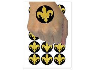Fleur De Lis French Mardi Gras Solid Temporary Tattoo Water Resistant Fake Body Art Set Collection (1 Sheet)
