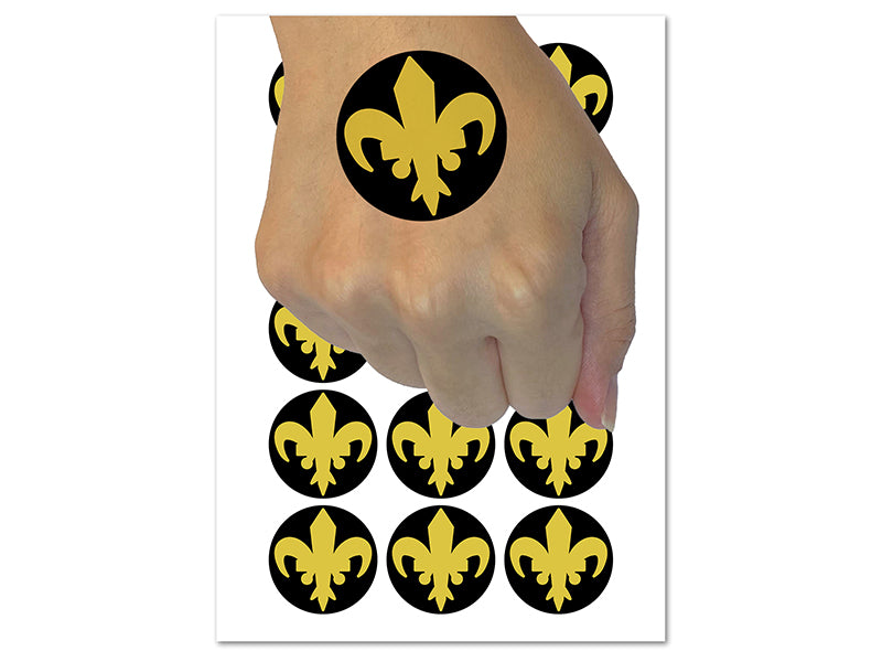 Fleur De Lis French Mardi Gras Solid Temporary Tattoo Water Resistant Fake Body Art Set Collection (1 Sheet)