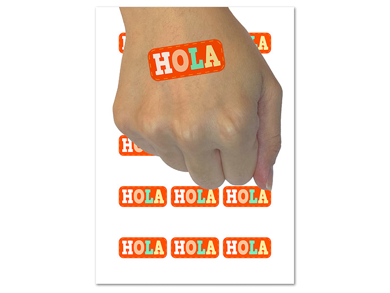 Hola Spanish Hi Hello Temporary Tattoo Water Resistant Fake Body Art Set Collection (1 Sheet)