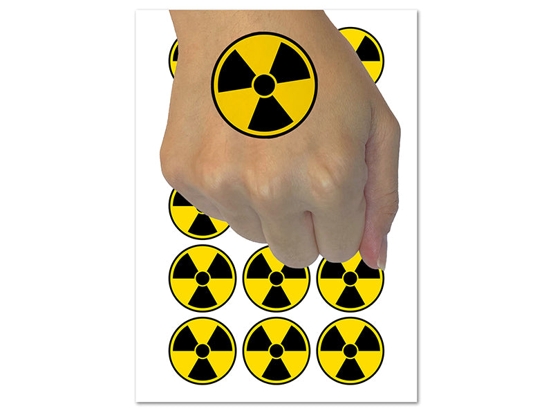 Ionizing Radiation Radioactive Trefoil Symbol Temporary Tattoo Water Resistant Fake Body Art Set Collection (1 Sheet)