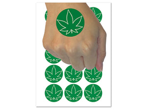 Marijuana Leaf Outline Temporary Tattoo Water Resistant Fake Body Art Set Collection (1 Sheet)