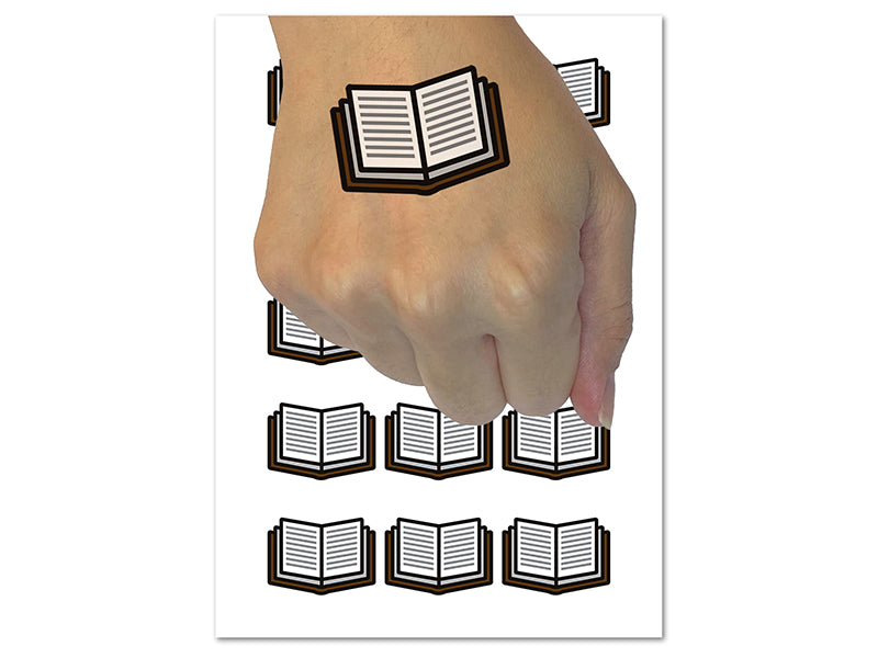 Open Book Reading Symbol Temporary Tattoo Water Resistant Fake Body Art Set Collection (1 Sheet)