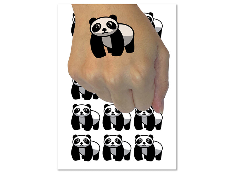 Panda Walking Doodle Temporary Tattoo Water Resistant Fake Body Art Set Collection (1 Sheet)