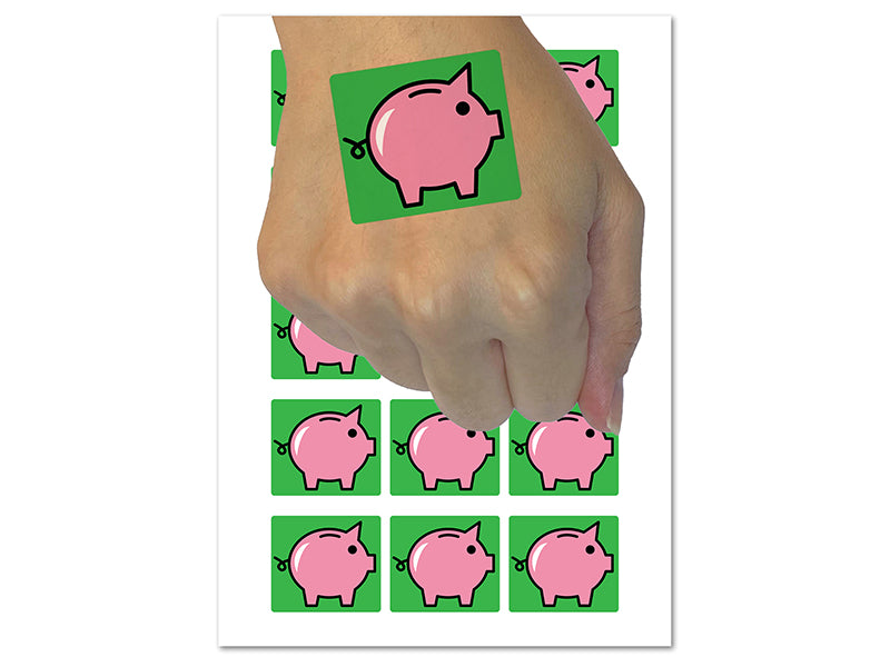 Piggy Bank Outline Temporary Tattoo Water Resistant Fake Body Art Set Collection (1 Sheet)