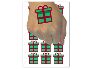 Present Gift Box Birthday Christmas Holiday Temporary Tattoo Water Resistant Fake Body Art Set Collection (1 Sheet)