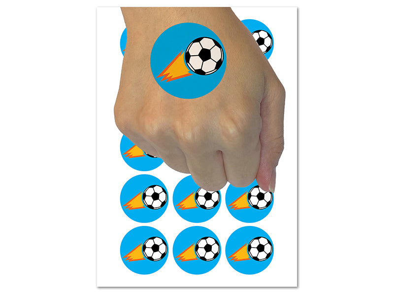 Soccer Ball Action Temporary Tattoo Water Resistant Fake Body Art Set Collection (1 Sheet)