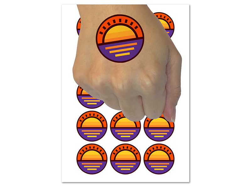 Sunset Over Water Temporary Tattoo Water Resistant Fake Body Art Set Collection (1 Sheet)