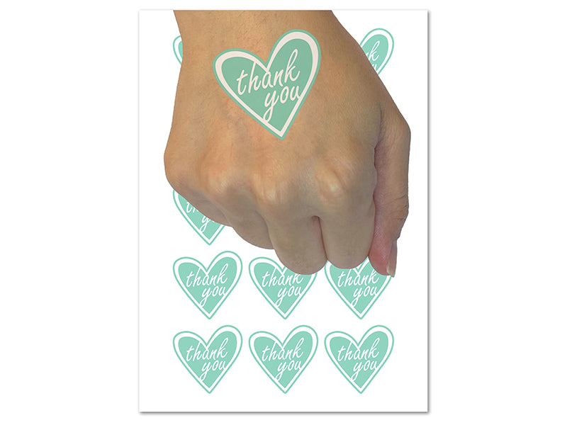 Thank You in Heart Temporary Tattoo Water Resistant Fake Body Art Set Collection (1 Sheet)