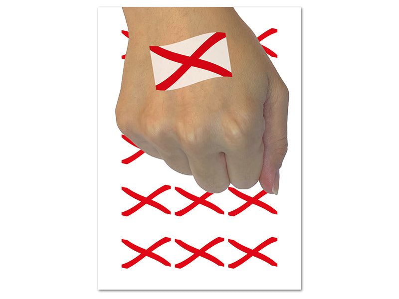 Alabama with Waving Flag Cute Temporary Tattoo Water Resistant Fake Body Art Set Collection (1 Sheet)