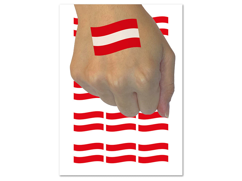 Austria with Waving Flag Cute Temporary Tattoo Water Resistant Fake Body Art Set Collection (1 Sheet)